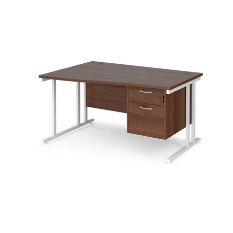 Maestro Cantilever Leg Left Hand Wave Office Desk with Two Drawer Pedestal