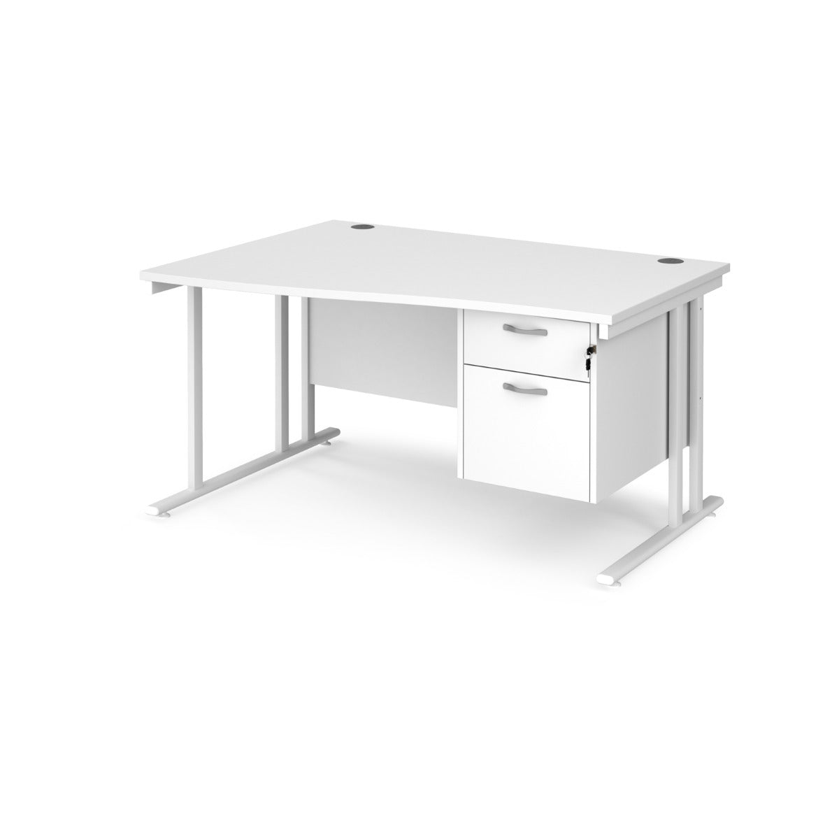 Maestro Cantilever Leg Left Hand Wave Office Desk with Two Drawer Pedestal