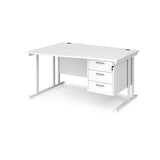 Maestro Cantilever Leg Left Hand Wave Office Desk with Three Drawer Pedestal