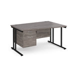 Maestro Cantilever Leg Right Hand Wave Office Desk with Two Drawer Pedestal