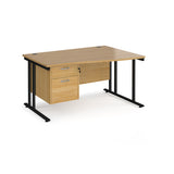 Maestro Cantilever Leg Right Hand Wave Office Desk with Two Drawer Pedestal