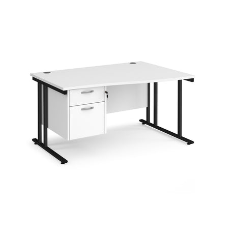 Maestro Cantilever Leg Right Hand Wave Office Desk with Two Drawer Pedestal