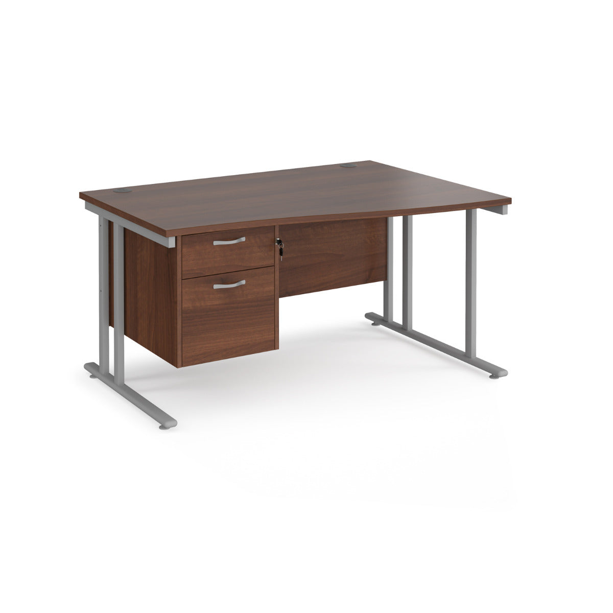 Maestro Cantilever Leg Right Hand Wave Office Desk with Two Drawer Pedestal