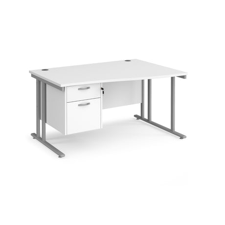 Maestro Cantilever Leg Right Hand Wave Office Desk with Two Drawer Pedestal