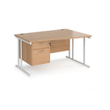 Maestro Cantilever Leg Right Hand Wave Office Desk with Two Drawer Pedestal