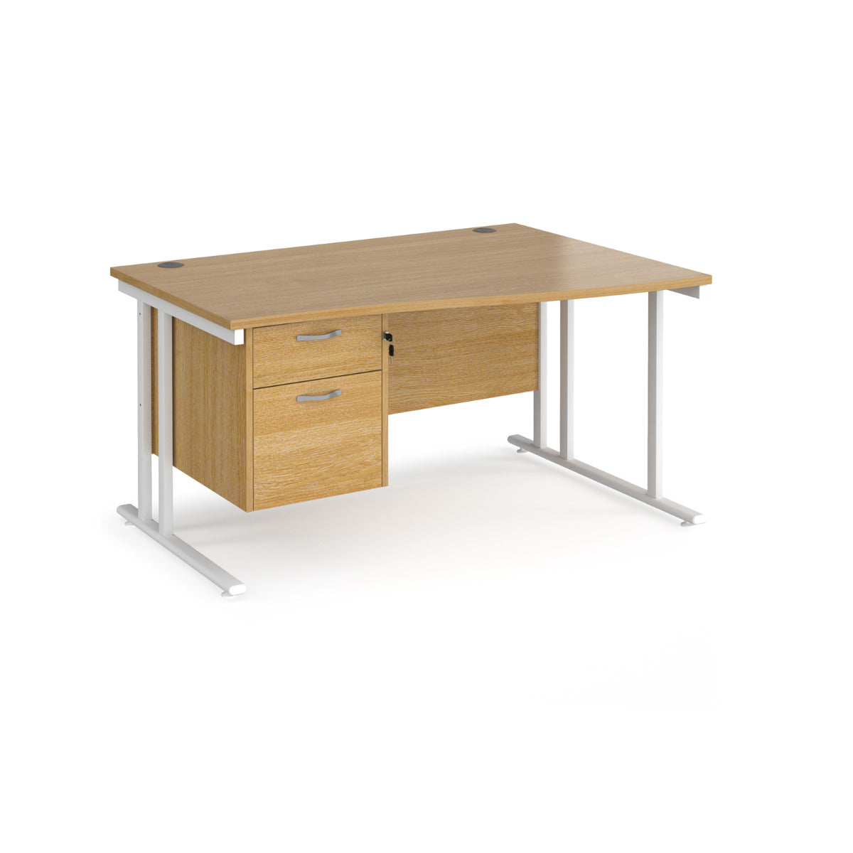 Maestro Cantilever Leg Right Hand Wave Office Desk with Two Drawer Pedestal