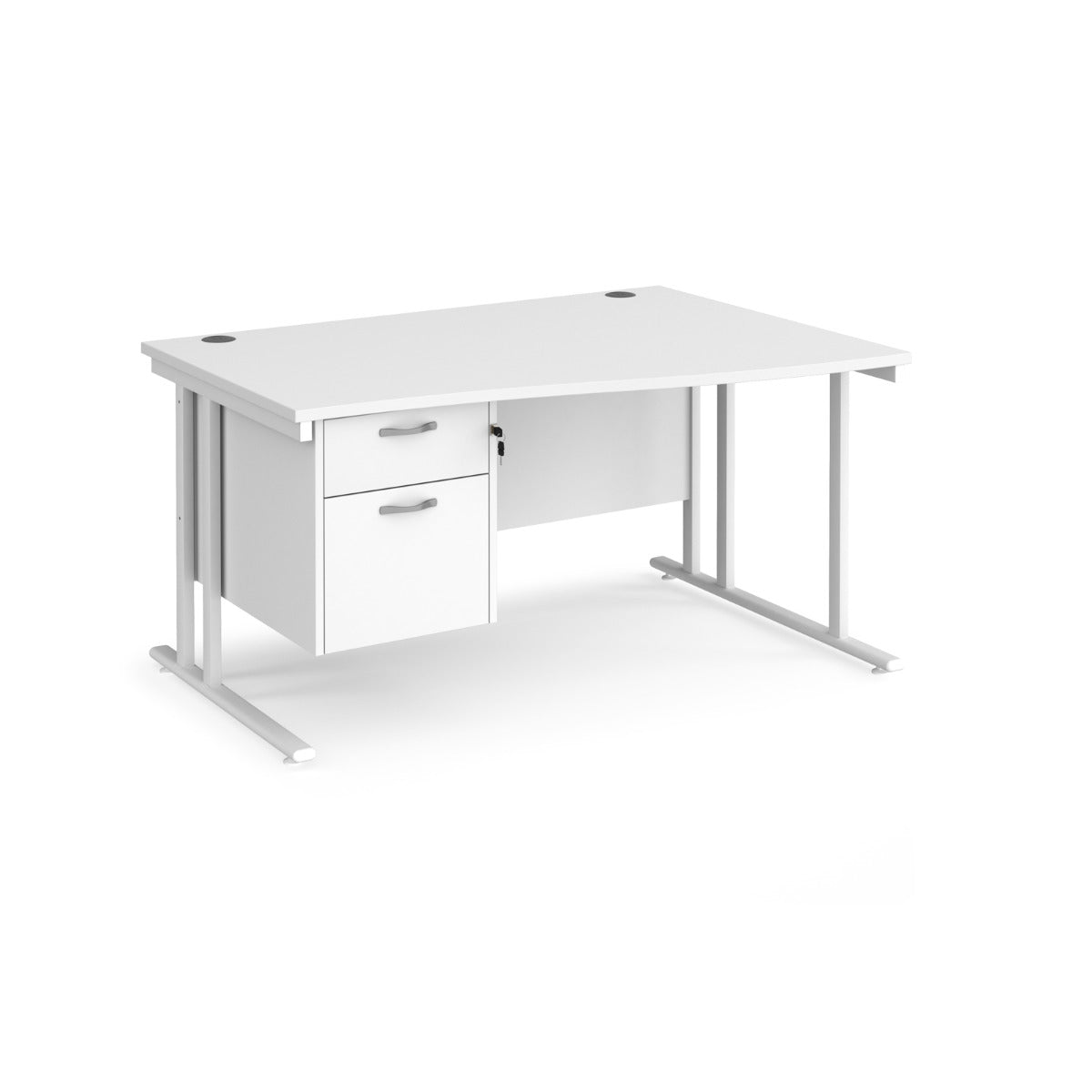 Maestro Cantilever Leg Right Hand Wave Office Desk with Two Drawer Pedestal