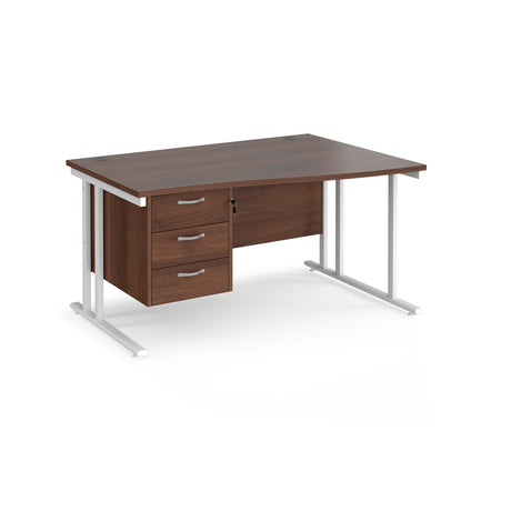 Maestro Cantilever Leg Right Hand Wave Office Desk with Three Drawer Pedestal