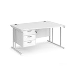 Maestro Cantilever Leg Right Hand Wave Office Desk with Three Drawer Pedestal