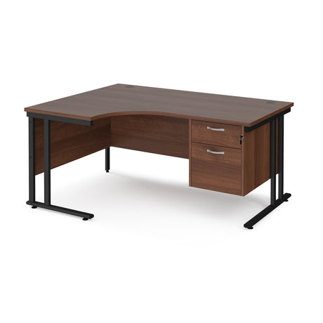 Maestro Cantilever Leg Left Hand Ergonomic Corner Office Desk with Two Drawer Pedestal