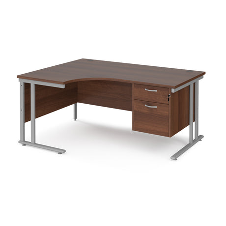 Maestro Cantilever Leg Left Hand Ergonomic Corner Office Desk with Two Drawer Pedestal