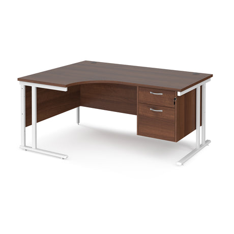 Maestro Cantilever Leg Left Hand Ergonomic Corner Office Desk with Two Drawer Pedestal