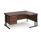 Maestro Cantilever Leg Right Hand Ergonomic Corner Office Desk with Two Drawer Pedestal