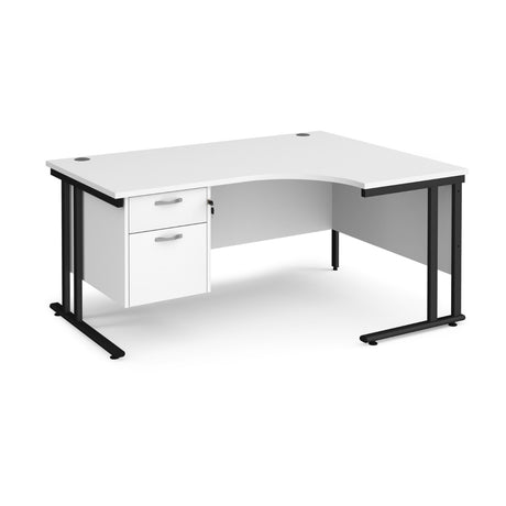 Maestro Cantilever Leg Right Hand Ergonomic Corner Office Desk with Two Drawer Pedestal