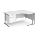 Maestro Cantilever Leg Right Hand Ergonomic Corner Office Desk with Two Drawer Pedestal