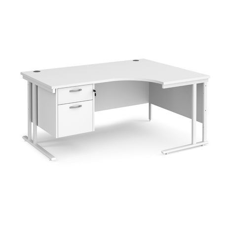 Maestro Cantilever Leg Right Hand Ergonomic Corner Office Desk with Two Drawer Pedestal