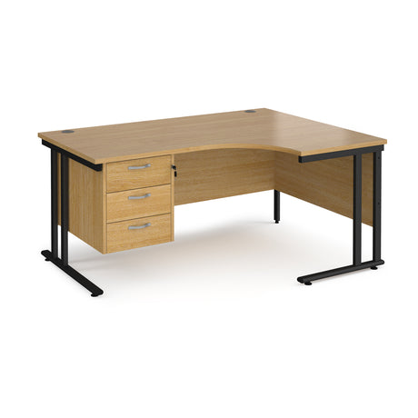 Maestro Cantilever Leg Right Hand Ergonomic Corner Office Desk with Three Drawer Pedestal