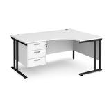 Maestro Cantilever Leg Right Hand Ergonomic Corner Office Desk with Three Drawer Pedestal