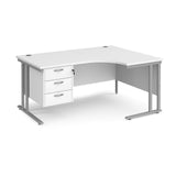 Maestro Cantilever Leg Right Hand Ergonomic Corner Office Desk with Three Drawer Pedestal