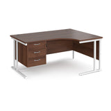 Maestro Cantilever Leg Right Hand Ergonomic Corner Office Desk with Three Drawer Pedestal