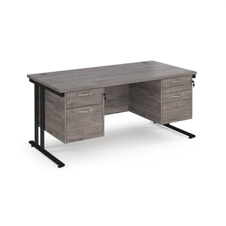 Maestro 800mm Deep Straight Cantilever Leg Office Desk with Two and Two Drawer Pedestal