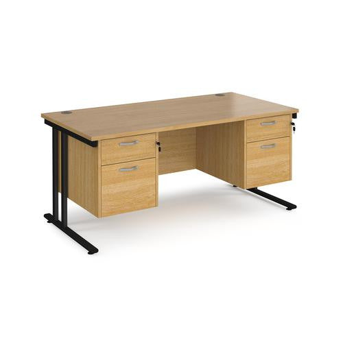 Maestro 800mm Deep Straight Cantilever Leg Office Desk with Two and Two Drawer Pedestal