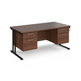 Maestro 800mm Deep Straight Cantilever Leg Office Desk with Two and Two Drawer Pedestal