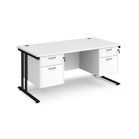 Maestro 800mm Deep Straight Cantilever Leg Office Desk with Two and Two Drawer Pedestal