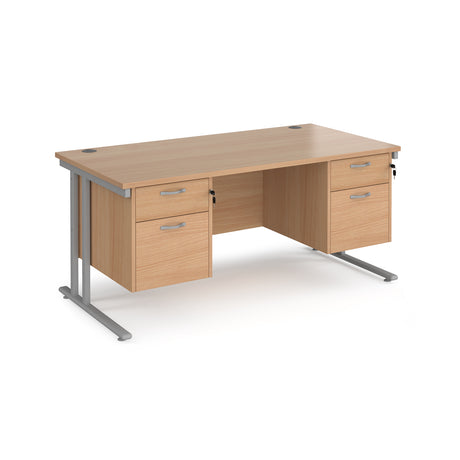 Maestro 800mm Deep Straight Cantilever Leg Office Desk with Two and Two Drawer Pedestal