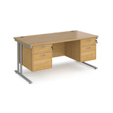 Maestro 800mm Deep Straight Cantilever Leg Office Desk with Two and Two Drawer Pedestal