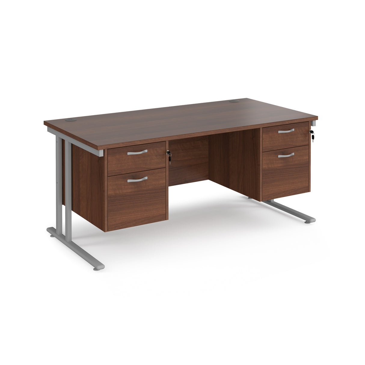 Maestro 800mm Deep Straight Cantilever Leg Office Desk with Two and Two Drawer Pedestal