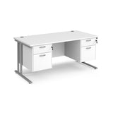 Maestro 800mm Deep Straight Cantilever Leg Office Desk with Two and Two Drawer Pedestal