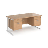 Maestro 800mm Deep Straight Cantilever Leg Office Desk with Two and Two Drawer Pedestal