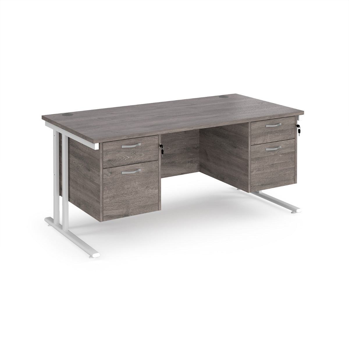 Maestro 800mm Deep Straight Cantilever Leg Office Desk with Two and Two Drawer Pedestal