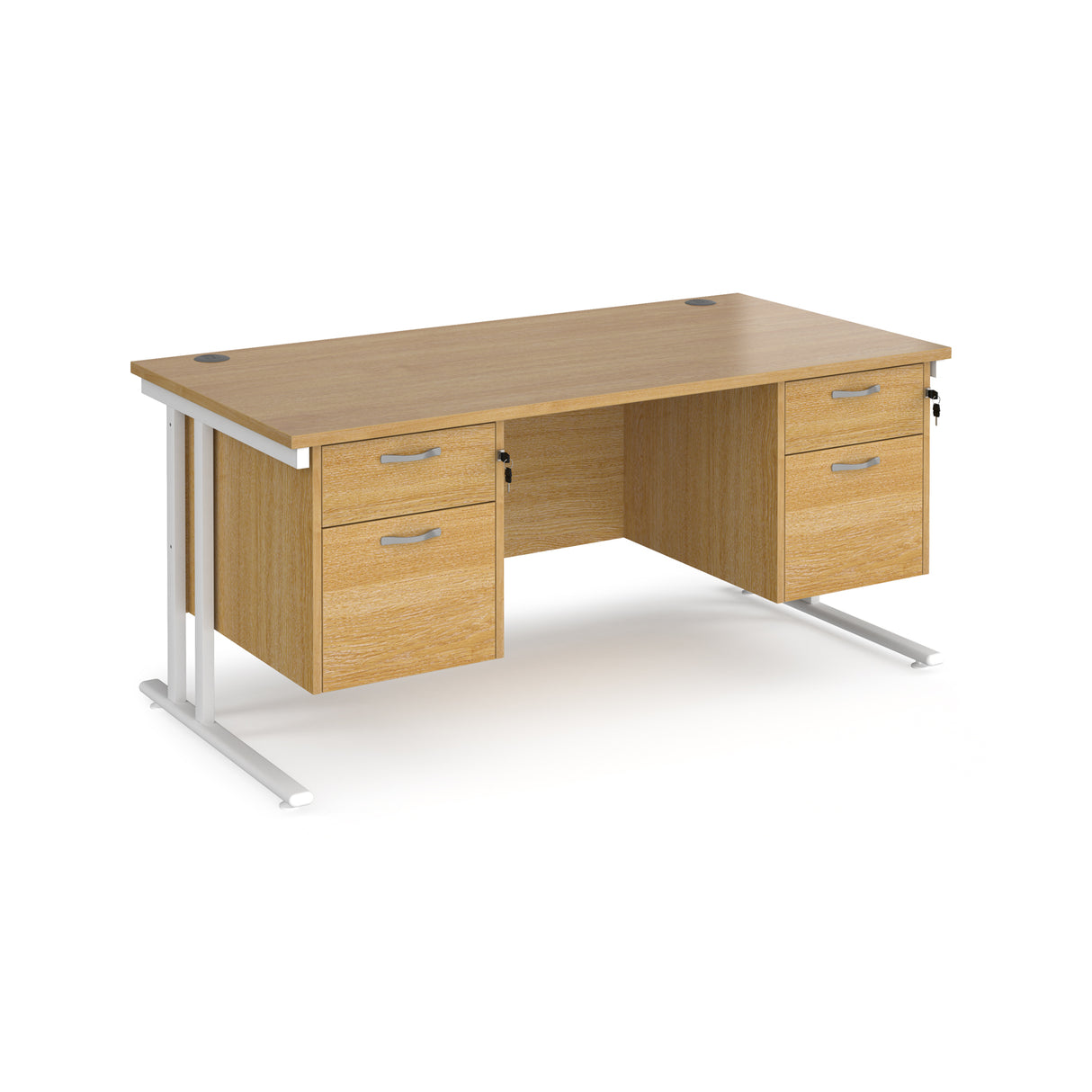 Maestro 800mm Deep Straight Cantilever Leg Office Desk with Two and Two Drawer Pedestal