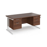 Maestro 800mm Deep Straight Cantilever Leg Office Desk with Two and Two Drawer Pedestal