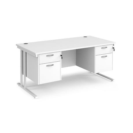 Maestro 800mm Deep Straight Cantilever Leg Office Desk with Two and Two Drawer Pedestal