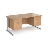 Maestro 800mm Deep Straight Cantilever Leg Office Desk with Three and Two Drawer Pedestal