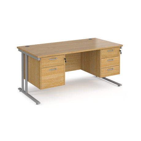 Maestro 800mm Deep Straight Cantilever Leg Office Desk with Three and Two Drawer Pedestal