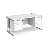 Maestro 800mm Deep Straight Cantilever Leg Office Desk with Three and Two Drawer Pedestal