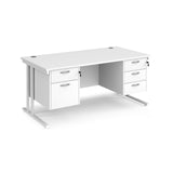 Maestro 800mm Deep Straight Cantilever Leg Office Desk with Three and Two Drawer Pedestal