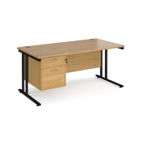 Maestro 800mm Deep Straight Cantilever Leg Office Desk with Two Drawer Pedestal