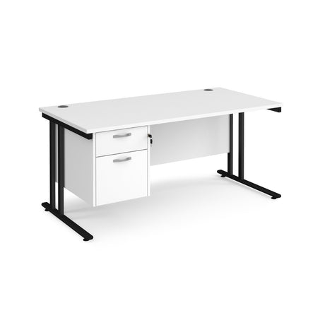 Maestro 800mm Deep Straight Cantilever Leg Office Desk with Two Drawer Pedestal