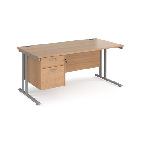 Maestro 800mm Deep Straight Cantilever Leg Office Desk with Two Drawer Pedestal