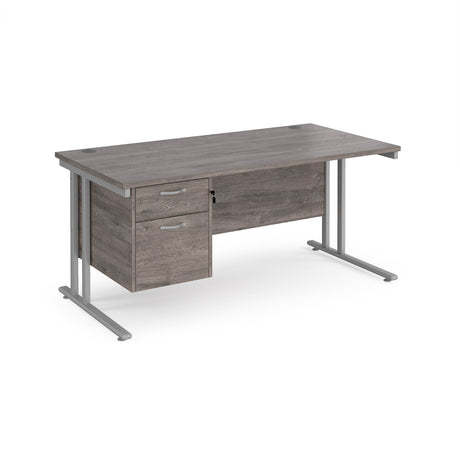 Maestro 800mm Deep Straight Cantilever Leg Office Desk with Two Drawer Pedestal