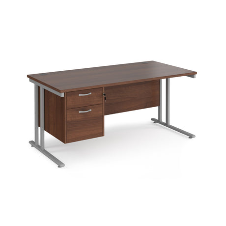 Maestro 800mm Deep Straight Cantilever Leg Office Desk with Two Drawer Pedestal