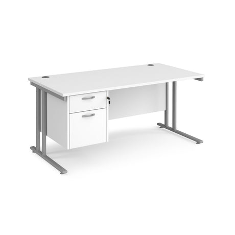 Maestro 800mm Deep Straight Cantilever Leg Office Desk with Two Drawer Pedestal