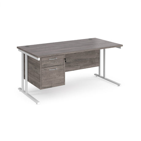 Maestro 800mm Deep Straight Cantilever Leg Office Desk with Two Drawer Pedestal