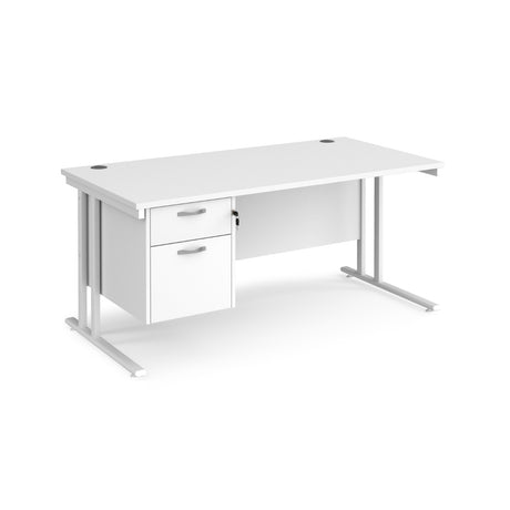 Maestro 800mm Deep Straight Cantilever Leg Office Desk with Two Drawer Pedestal