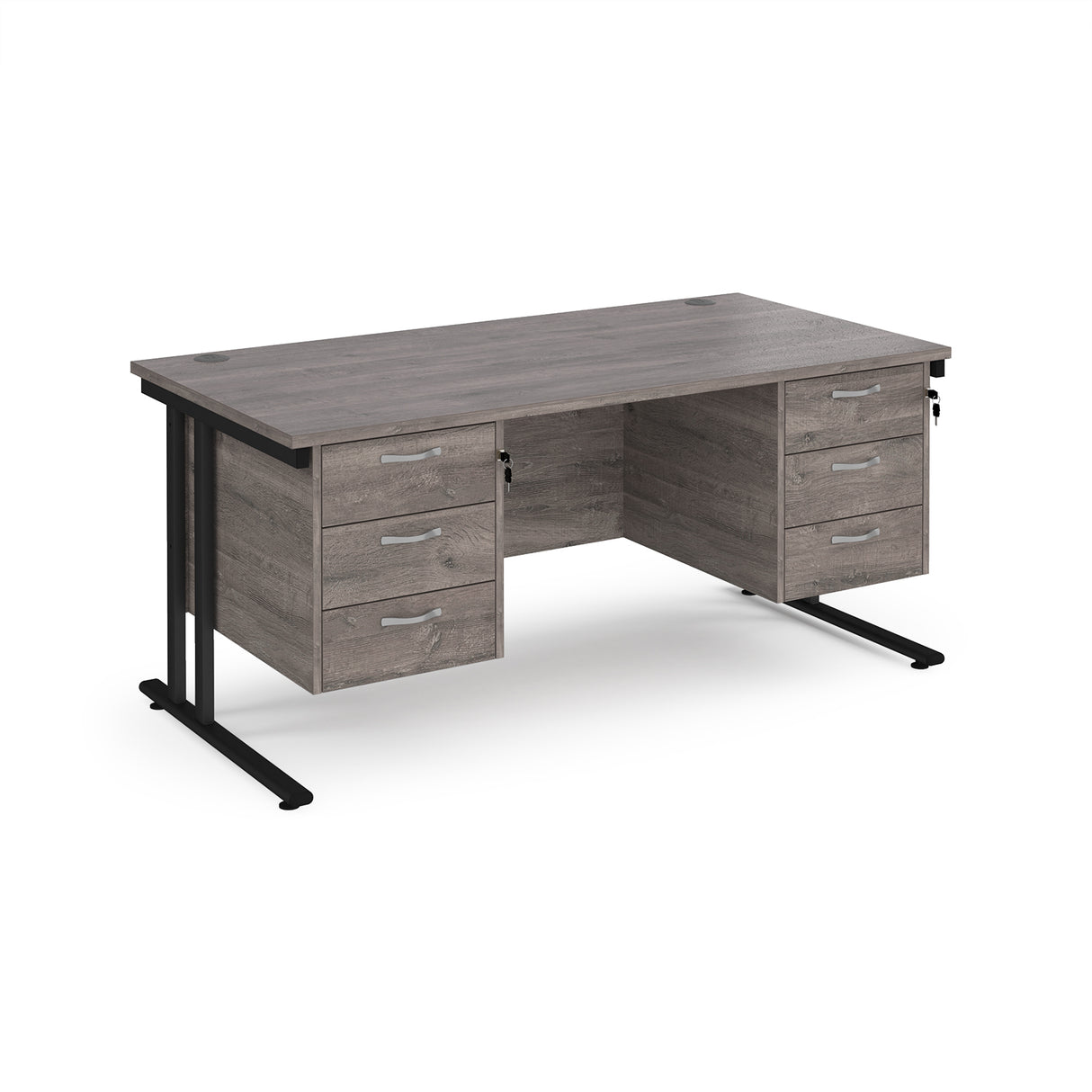 Maestro 800mm Deep Straight Cantilever Leg Office Desk with Three and Three Drawer Pedestal